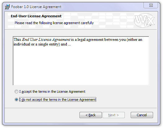 LicenseAgreementDlg screenshot